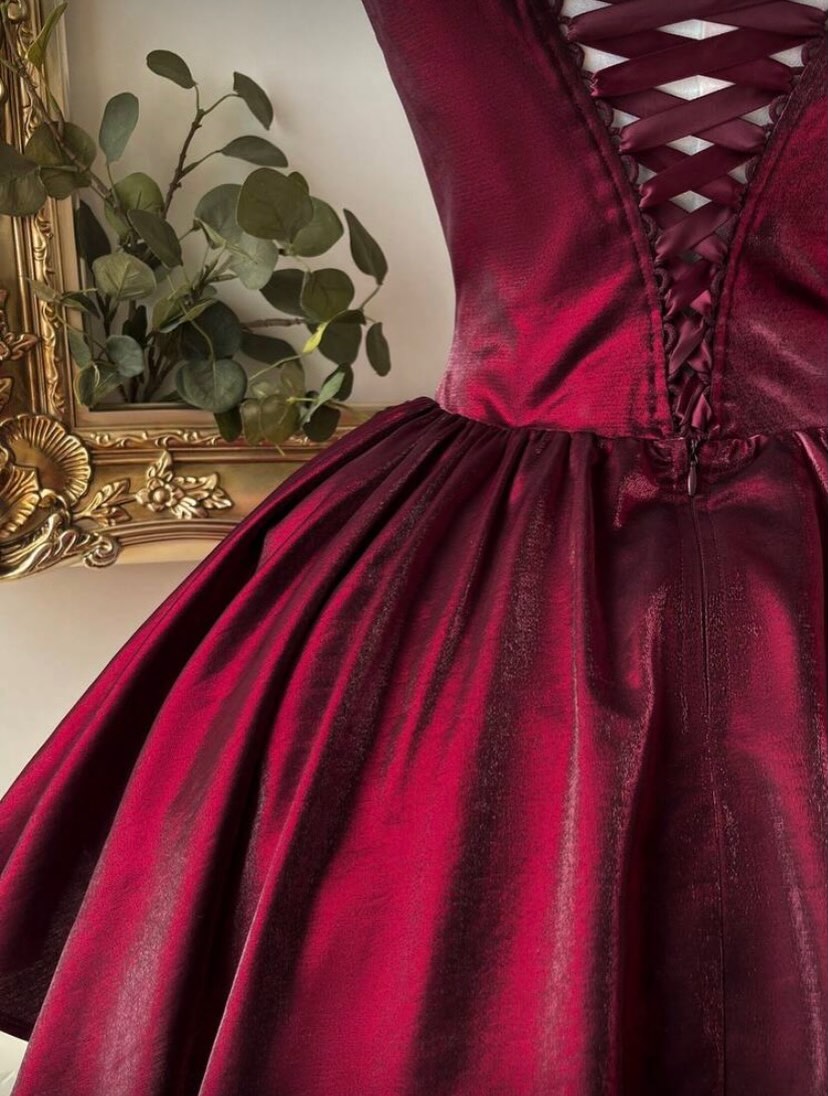 Wine Satin Corset Fit & Flare Dress for Women | Halter Neck Party Wear Dress - Image 3