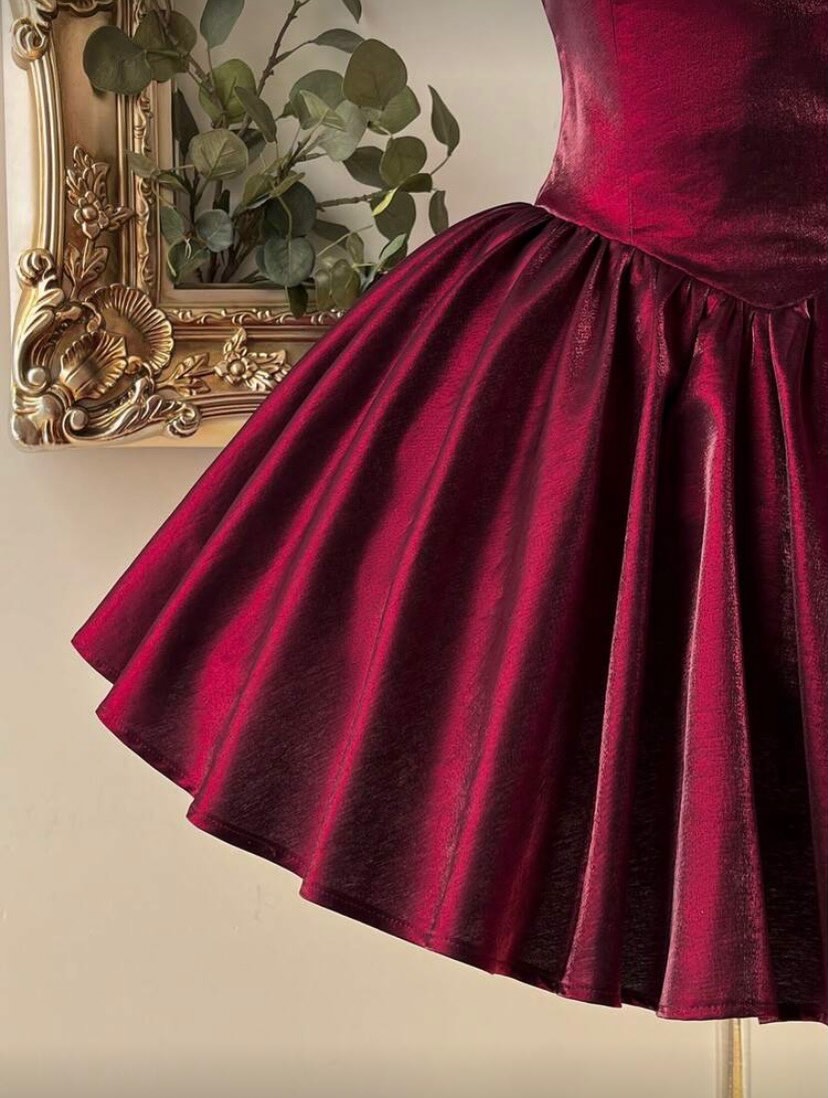 Wine Satin Corset Fit & Flare Dress for Women | Halter Neck Party Wear Dress - Image 4