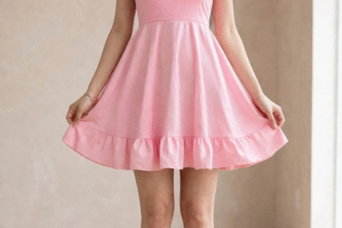 Blush Pink Halter Fit & Flare Mini Dress