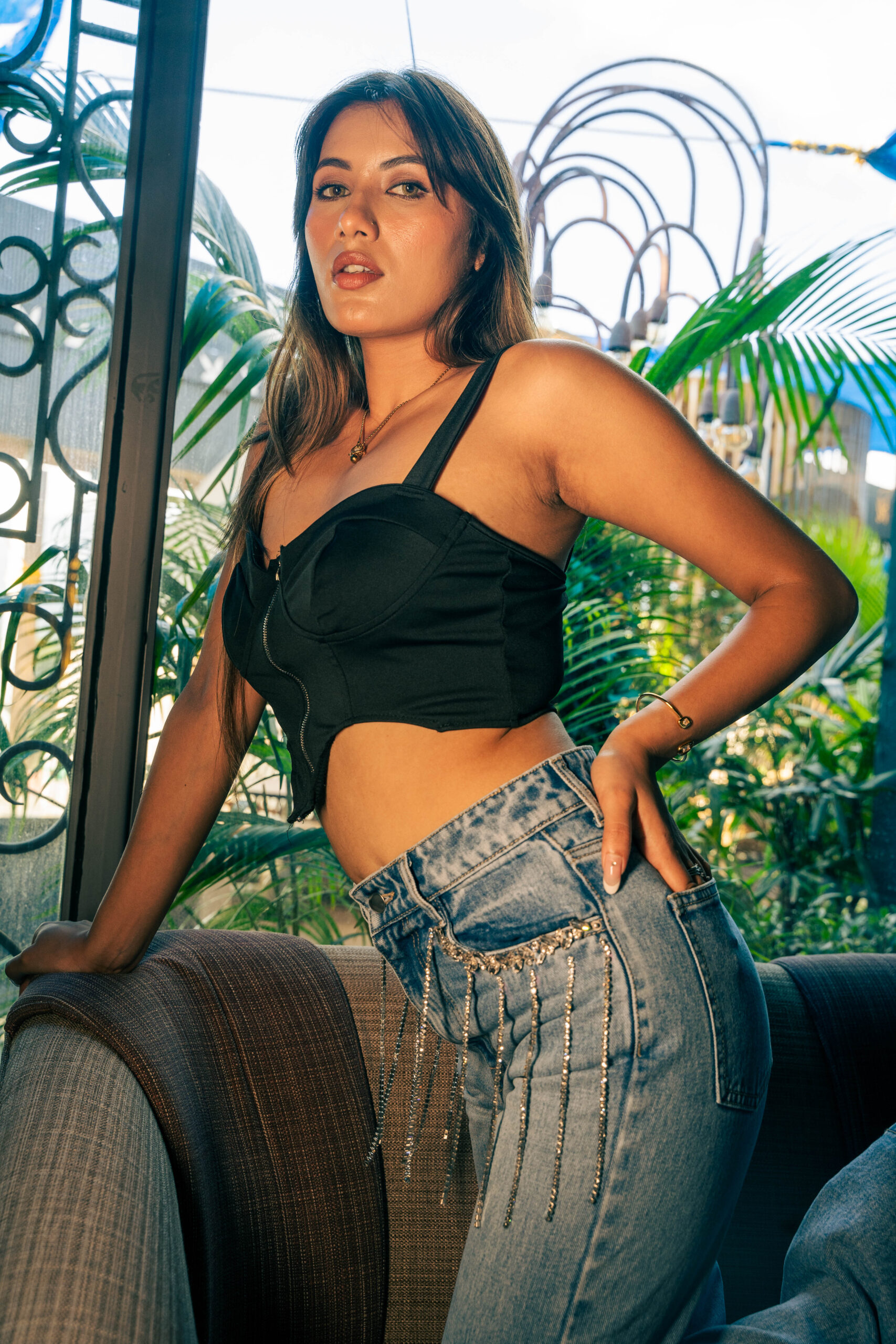 Arabia - Rhinestone Embellished Wide Leg Jeans - Image 3