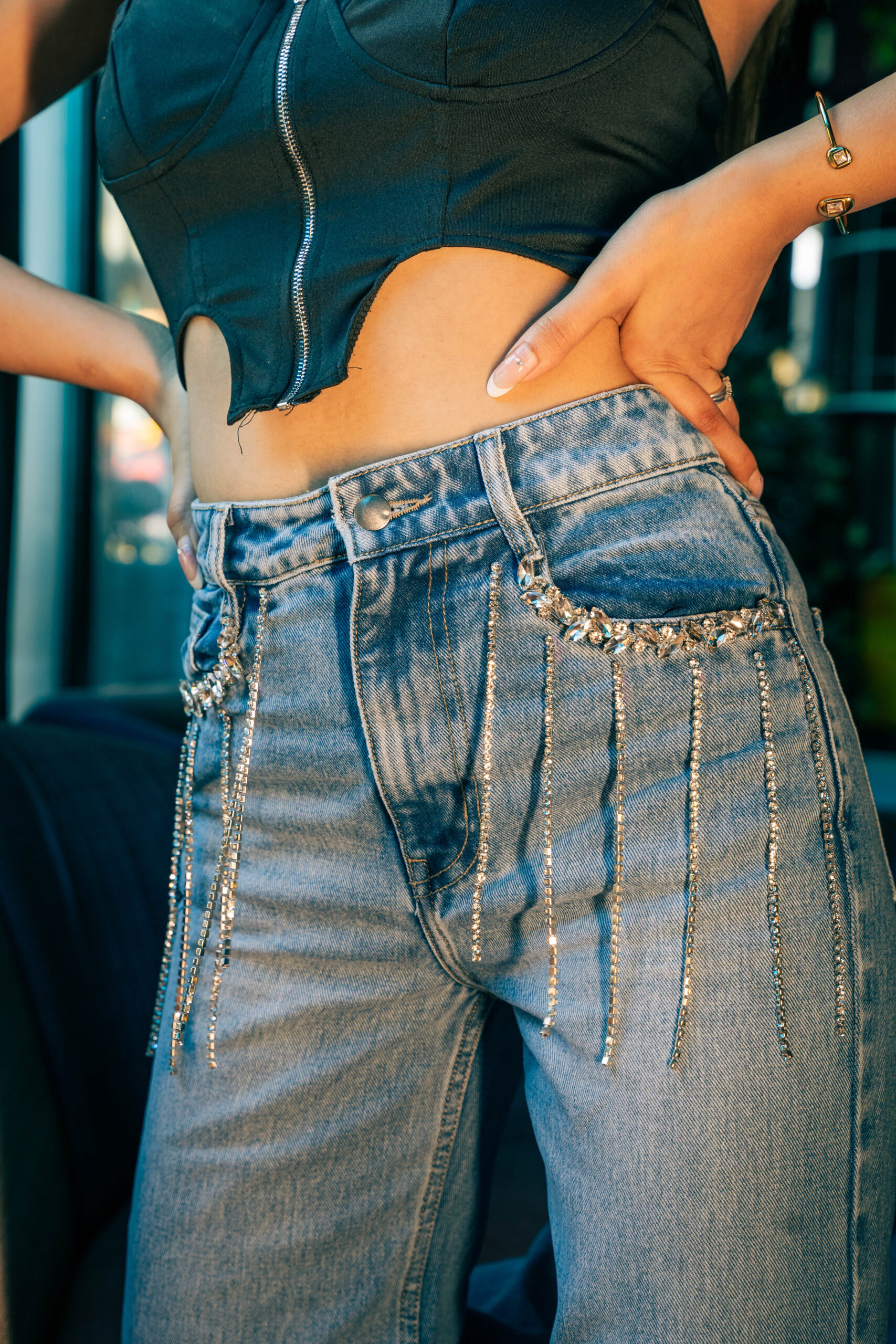 Arabia - Rhinestone Embellished Wide Leg Jeans - Image 2