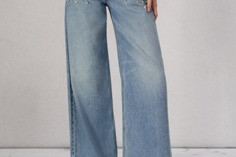 Glam Slam - Rhinestone Embellished Wide Leg Jeans