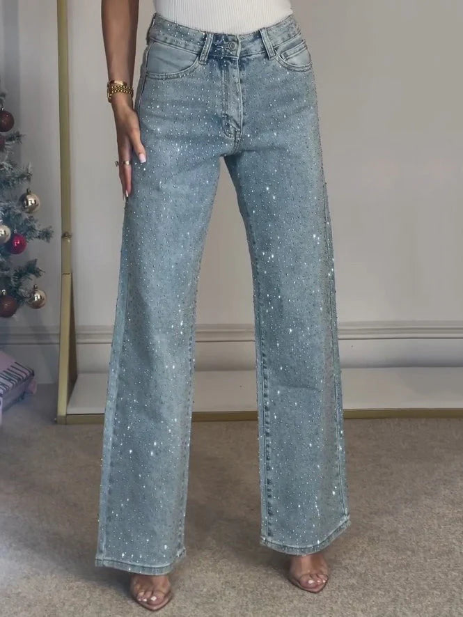 Disco Dust - Rhinestone Embellished Wide Leg Jeans - Image 2