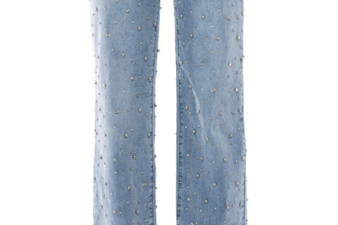 Lumière Rhinestone Embellished Wide Leg Jeans