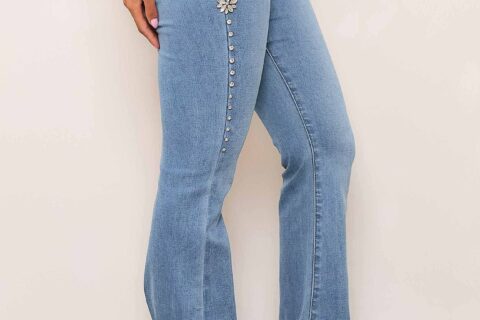 Lilly Luxe - Rhinestone Embellished Boot Cut Jeans