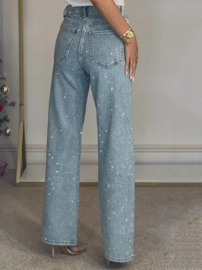 Disco Dust - Rhinestone Embellished Wide Leg Jeans - Image 4