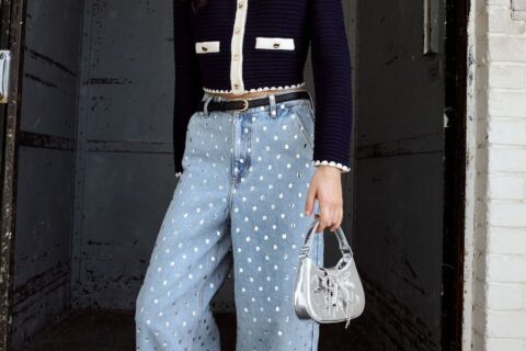 Studded Wide Leg Jeans - Radiant Rebel