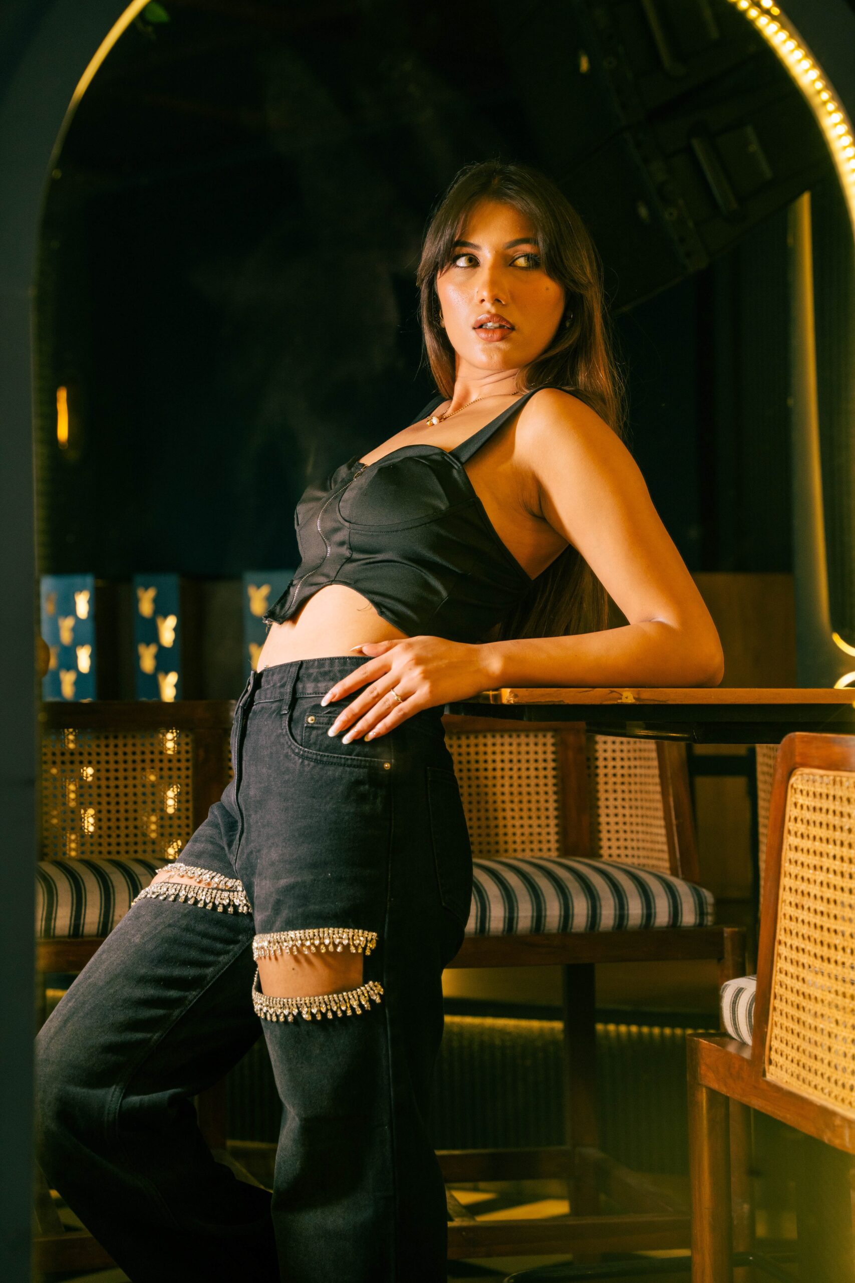 Charlotte- Rhinestone Embellished Cargo Jeans - Image 5