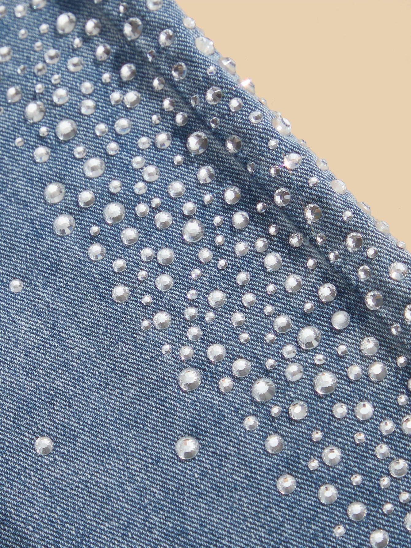 Mira - Rhinestone Embellished Wide Leg Jeans - Ice Blue - Image 10