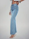 Crown Jewel - Rhinestone Embellished Wide Leg Jeans - Ice Blue