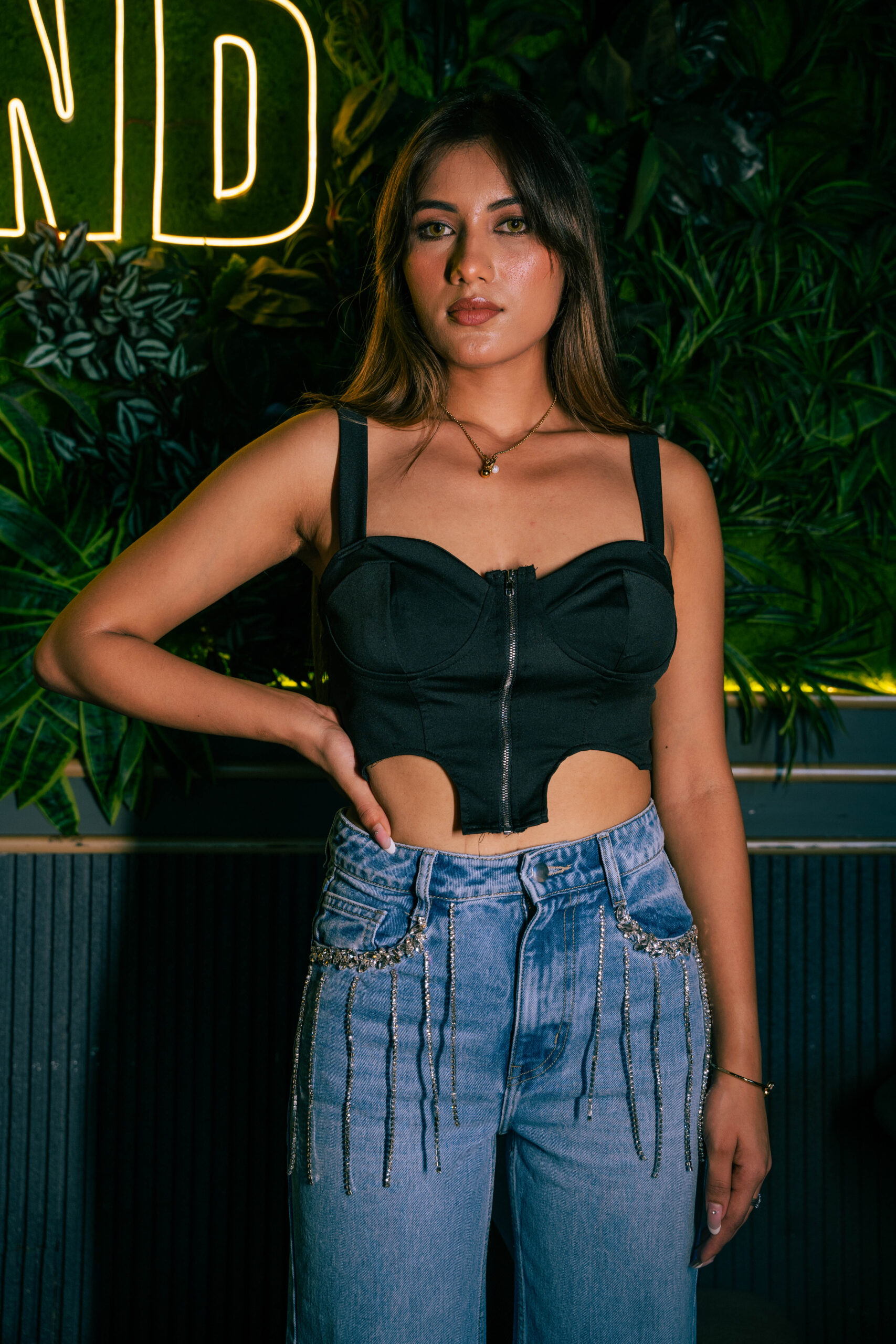 Arabia - Rhinestone Embellished Wide Leg Jeans - Image 8