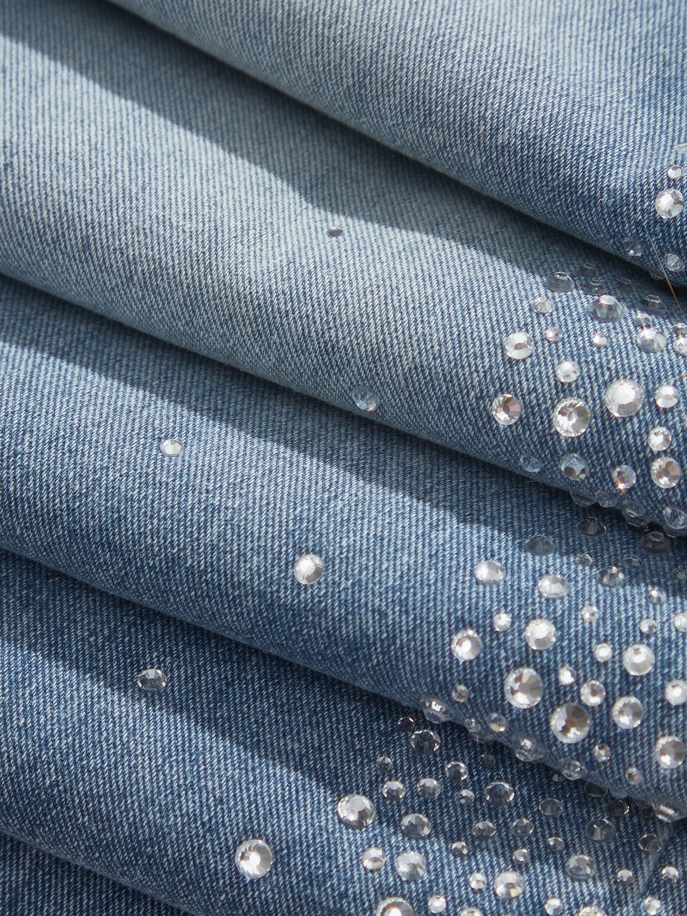 Mira - Rhinestone Embellished Wide Leg Jeans - Ice Blue - Image 9