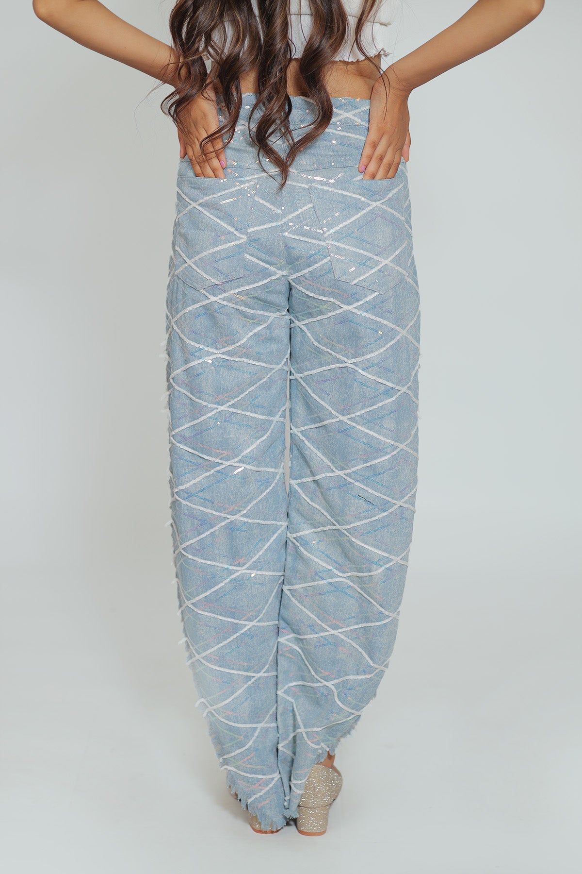 Side Slit Sequin Jeans - Amara - Image 6