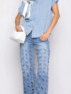 Diamond Distressed Wide Leg Jeans - Roxanne