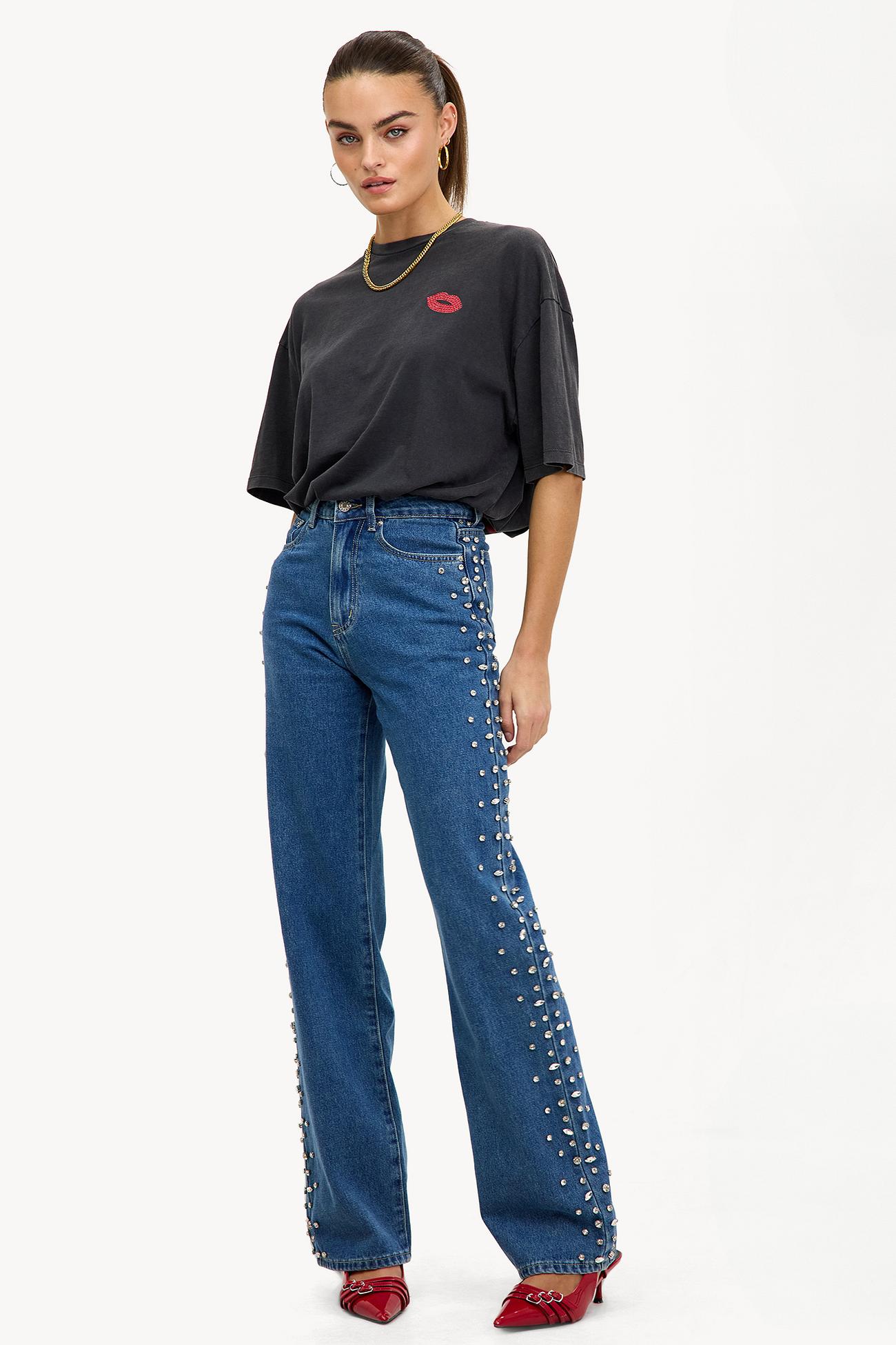 Eclipse - Rhinestone Embellished Wide Leg Jeans - Image 3