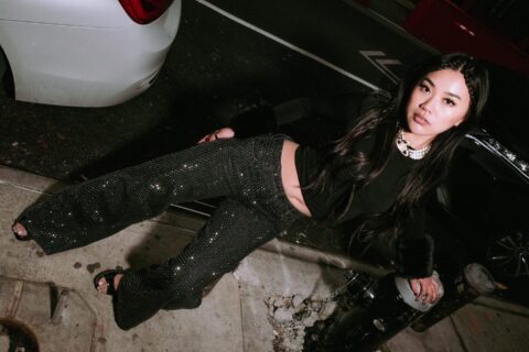 Lunar Lava - Rhinestone Embellished Wide Leg Jeans