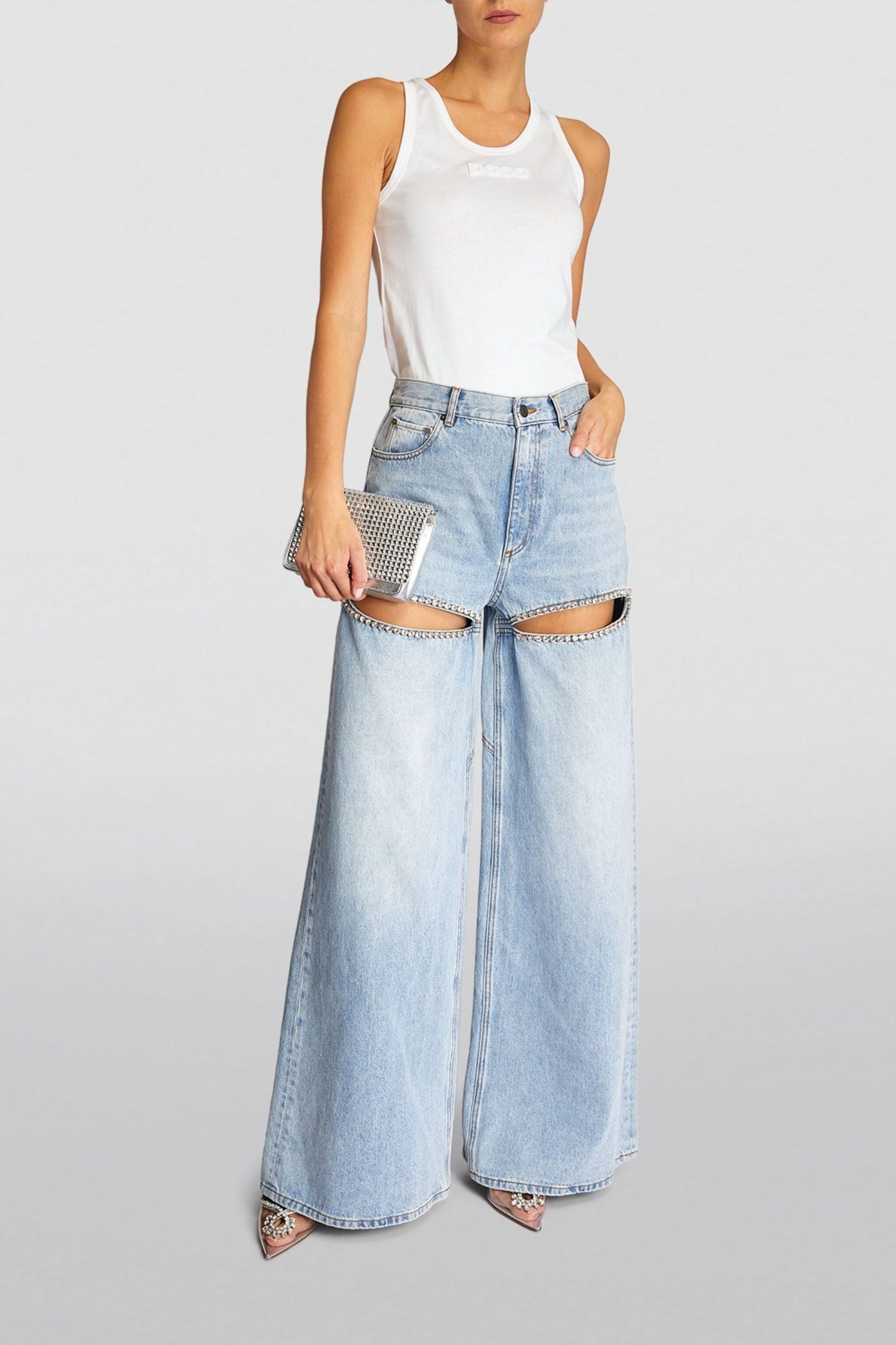 Embellished Wide Leg Cut Out Jeans - Taylor - Image 11