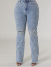 Embellished Wide Leg Fray Bottom Jeans - Eleanor