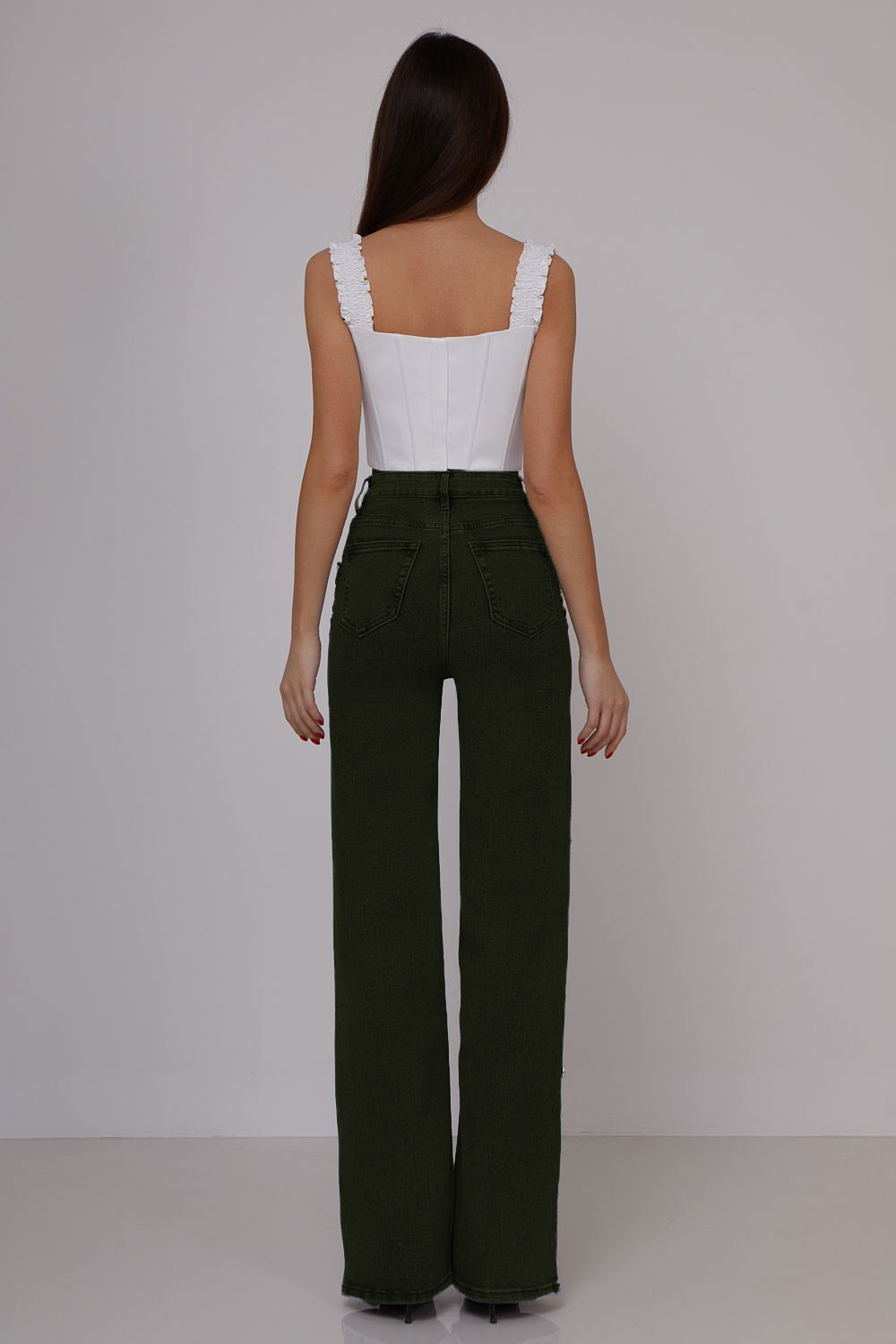 Luna - High Rise Rhinestone Embellished Wide Leg Flared Jeans - Image 6