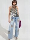 Embellished Butterfly Cut Out Jeans - Nyssa