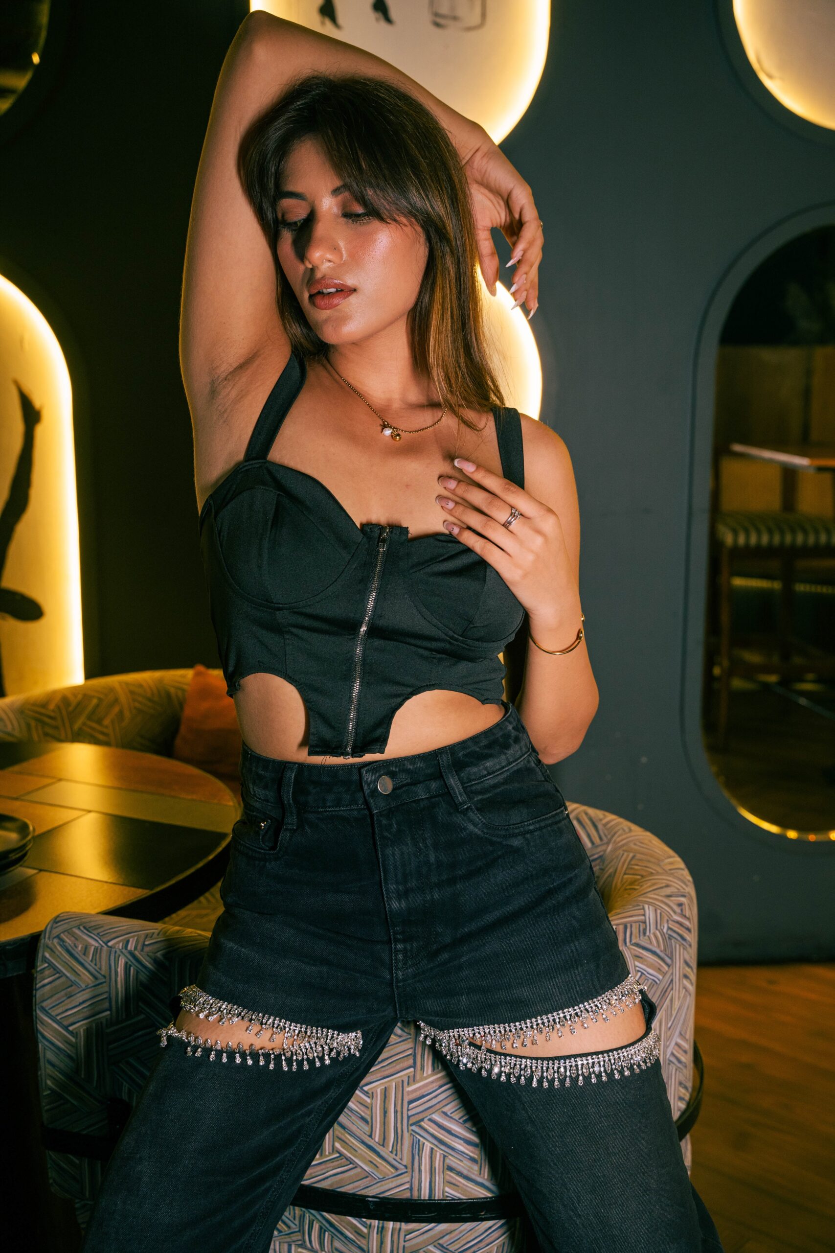 Charlotte- Rhinestone Embellished Cargo Jeans