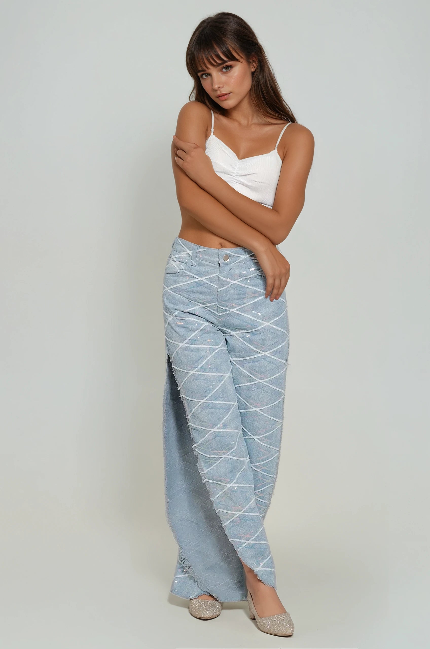 Side Slit Sequin Jeans - Amara - Image 4