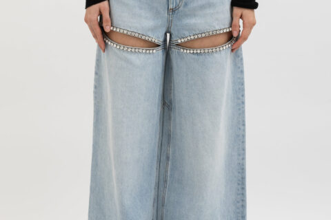 Embellished Wide Leg Cut Out Jeans - Taylor