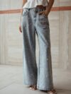 Garden of Light - Pearl Embellished Wide Leg Jeans - Ice Blue