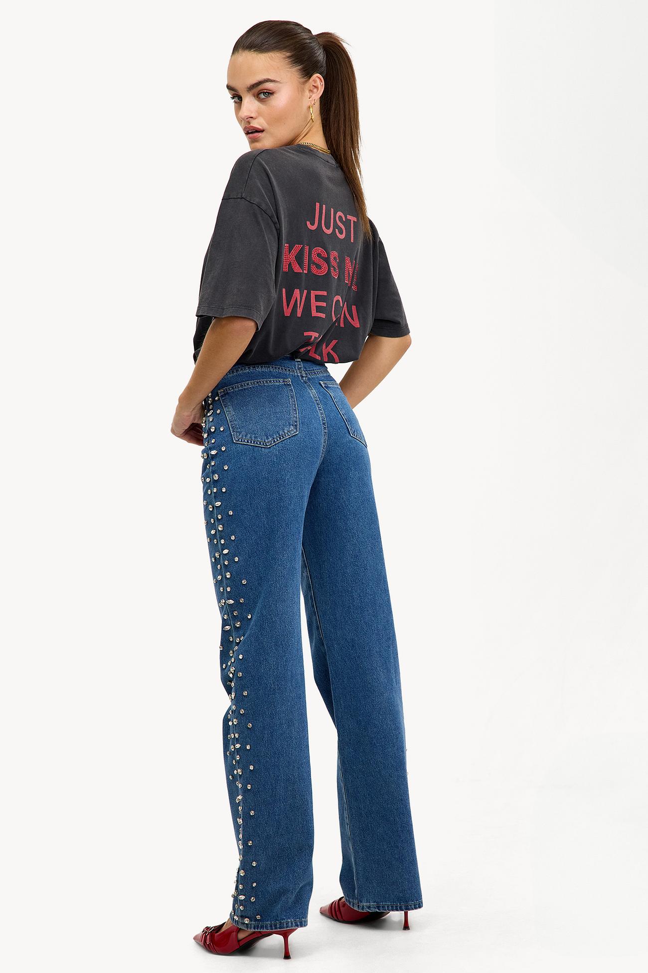 Eclipse - Rhinestone Embellished Wide Leg Jeans - Image 5