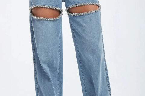 Nova Cut Rhinestone Embellished Wide Leg Jeans