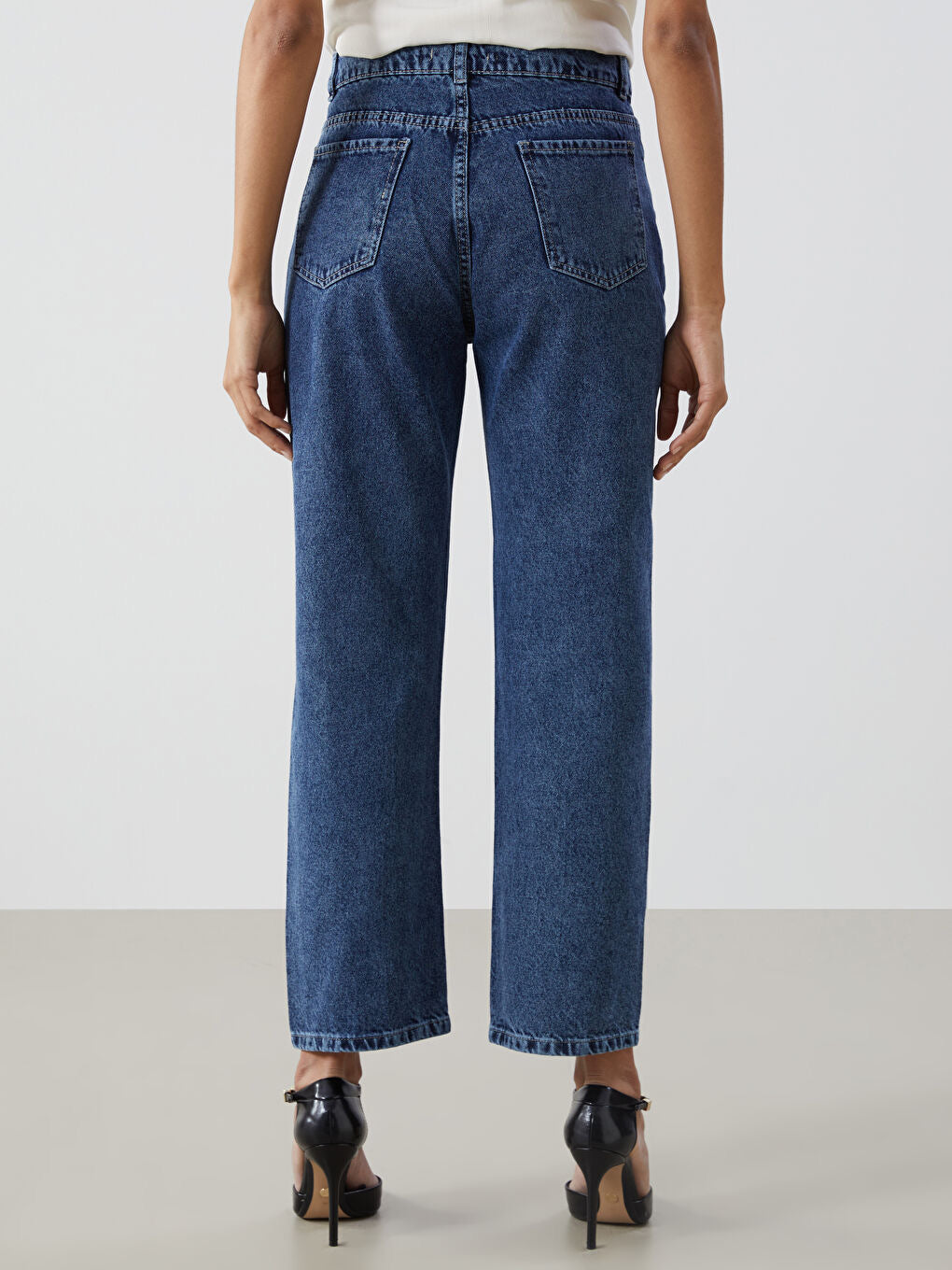 Crystal Drip - Rhinestone Embellished Wide Leg Jeans - Ice Blue - Image 4