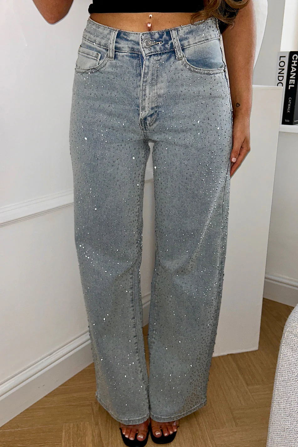 Disco Dust - Rhinestone Embellished Wide Leg Jeans - Image 8
