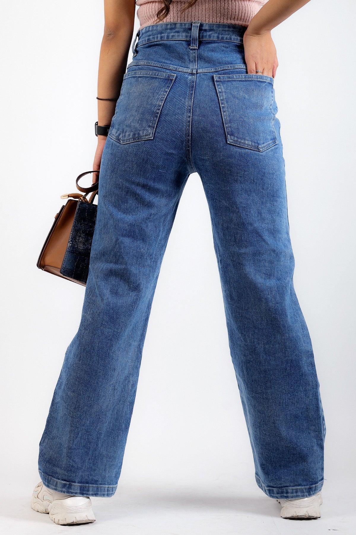 Cut Out Rhinestone Embellished Wide Leg Jeans - Image 6