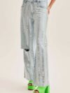 Studded Cut Out Jeans - Ice Blue