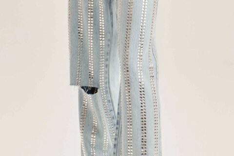 Studded Cut Out Jeans - Ice Blue