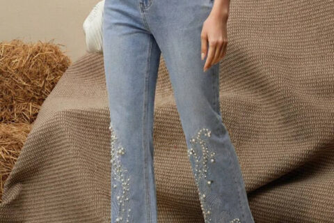 Elara - High Rise Embellished Boot Cut Jeans