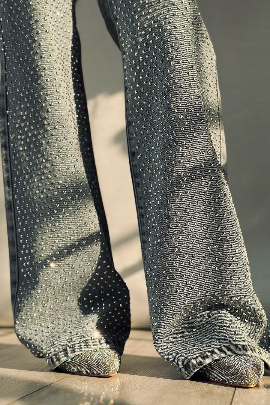 High Rise Rhinestone Embellished Boot Cut Flared Jeans - Anastasia - Image 8