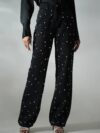 Pearl Studded Wide Leg Jeans - Black