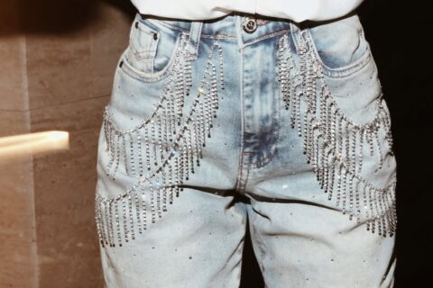 Fringe Fever- Rhinestone Wide Leg Jeans
