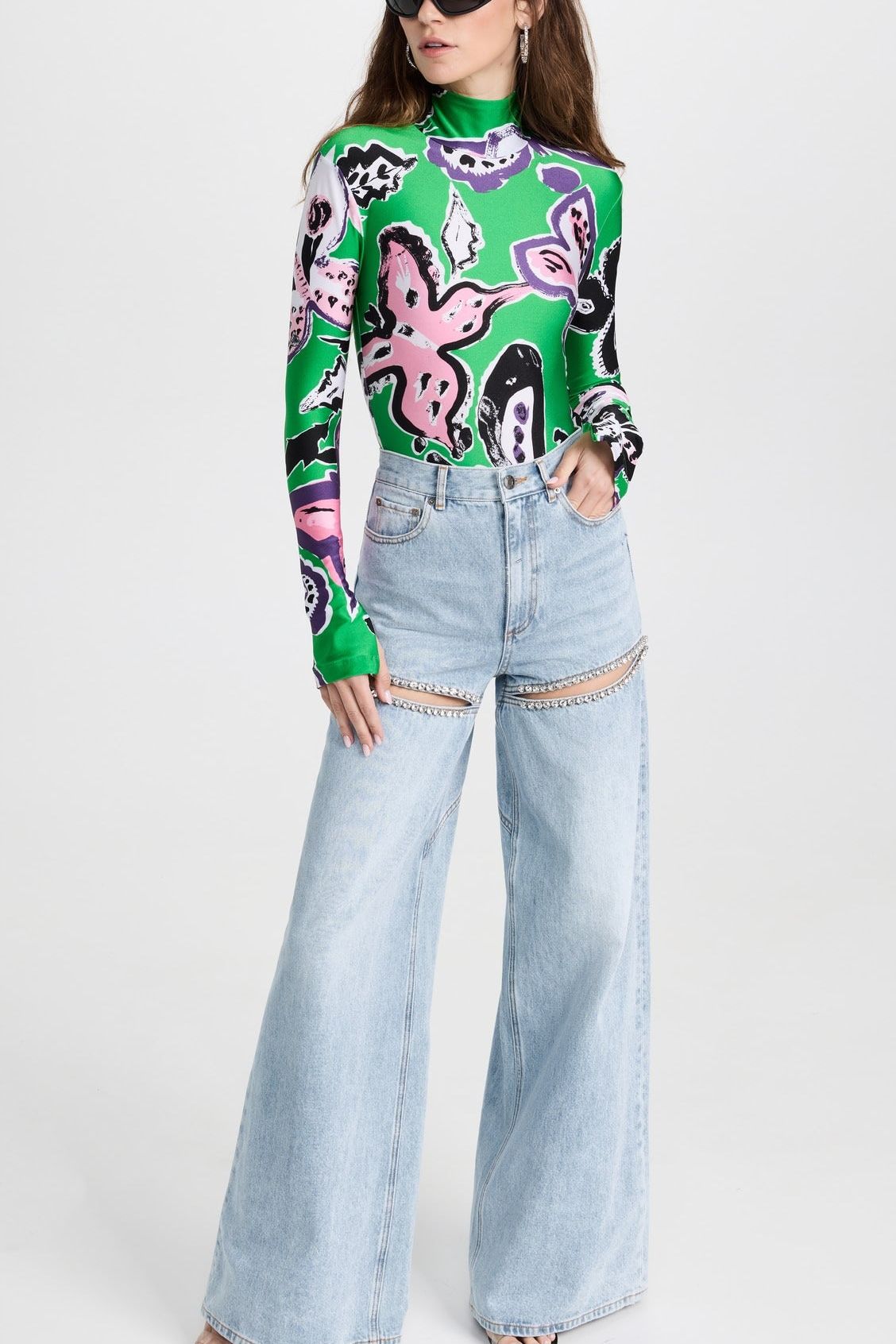 Embellished Wide Leg Cut Out Jeans - Taylor - Image 7