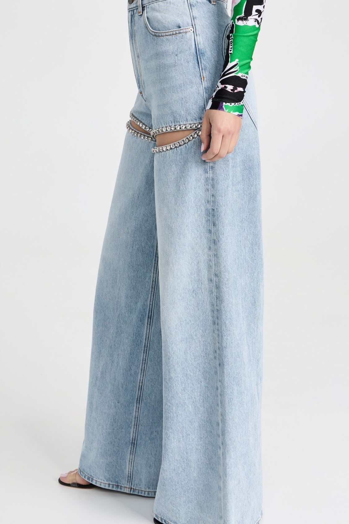 Embellished Wide Leg Cut Out Jeans - Taylor - Image 8