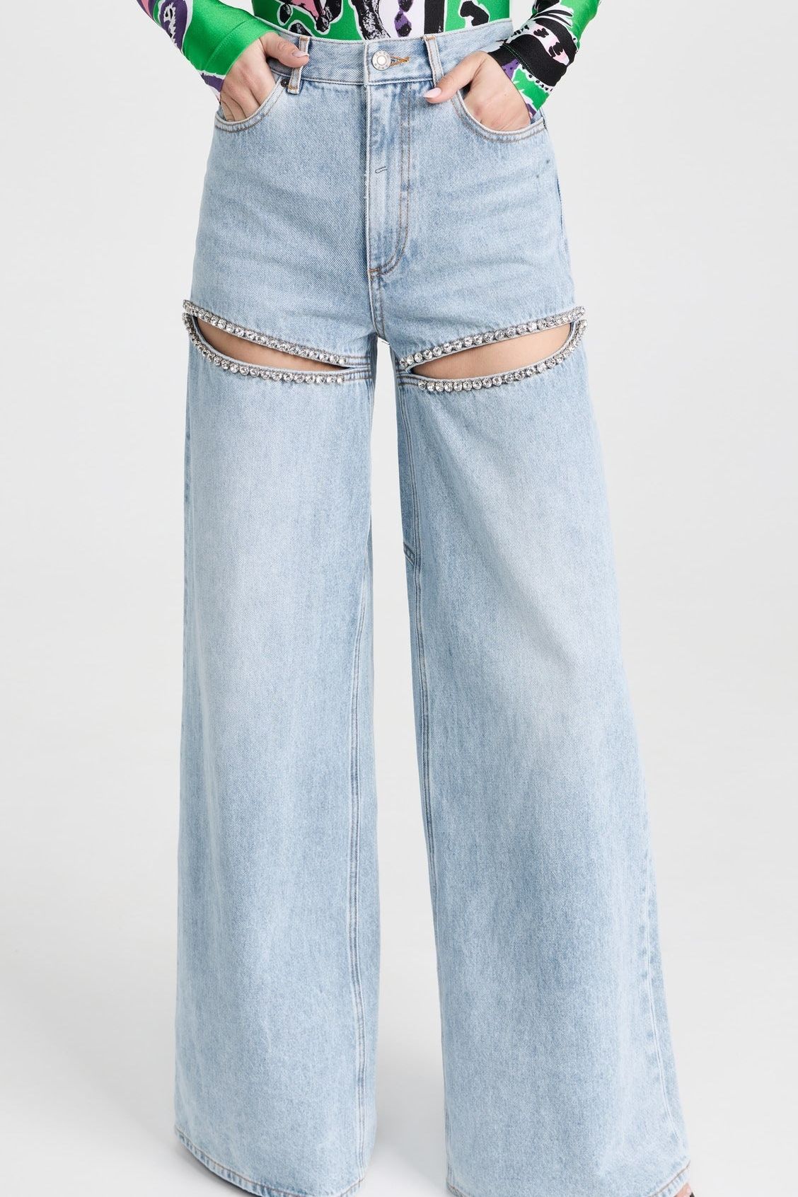 Embellished Wide Leg Cut Out Jeans - Taylor - Image 9