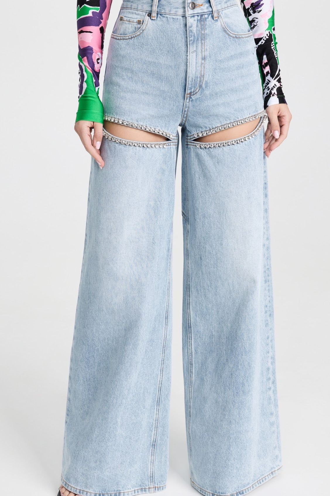 Embellished Wide Leg Cut Out Jeans - Taylor - Image 6