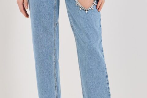 Love Struck Rhinestone Embellished Wide Leg Jeans