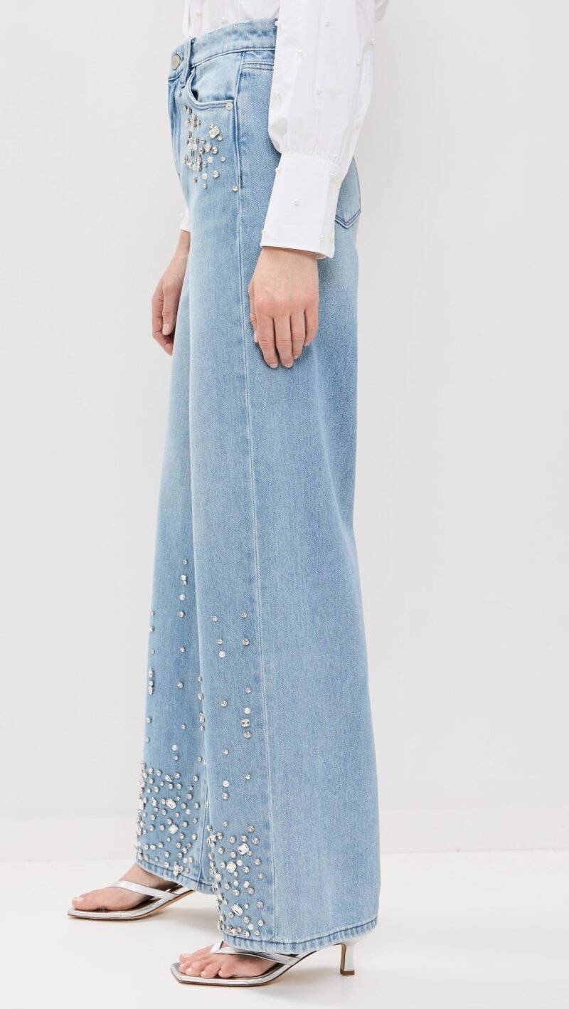 Bling It On – Rhinestone Embellished Wide Leg Jeans – TianVibes