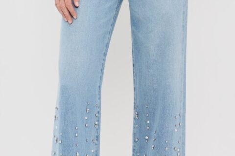 Bling It On - Rhinestone Embellished Wide Leg Jeans
