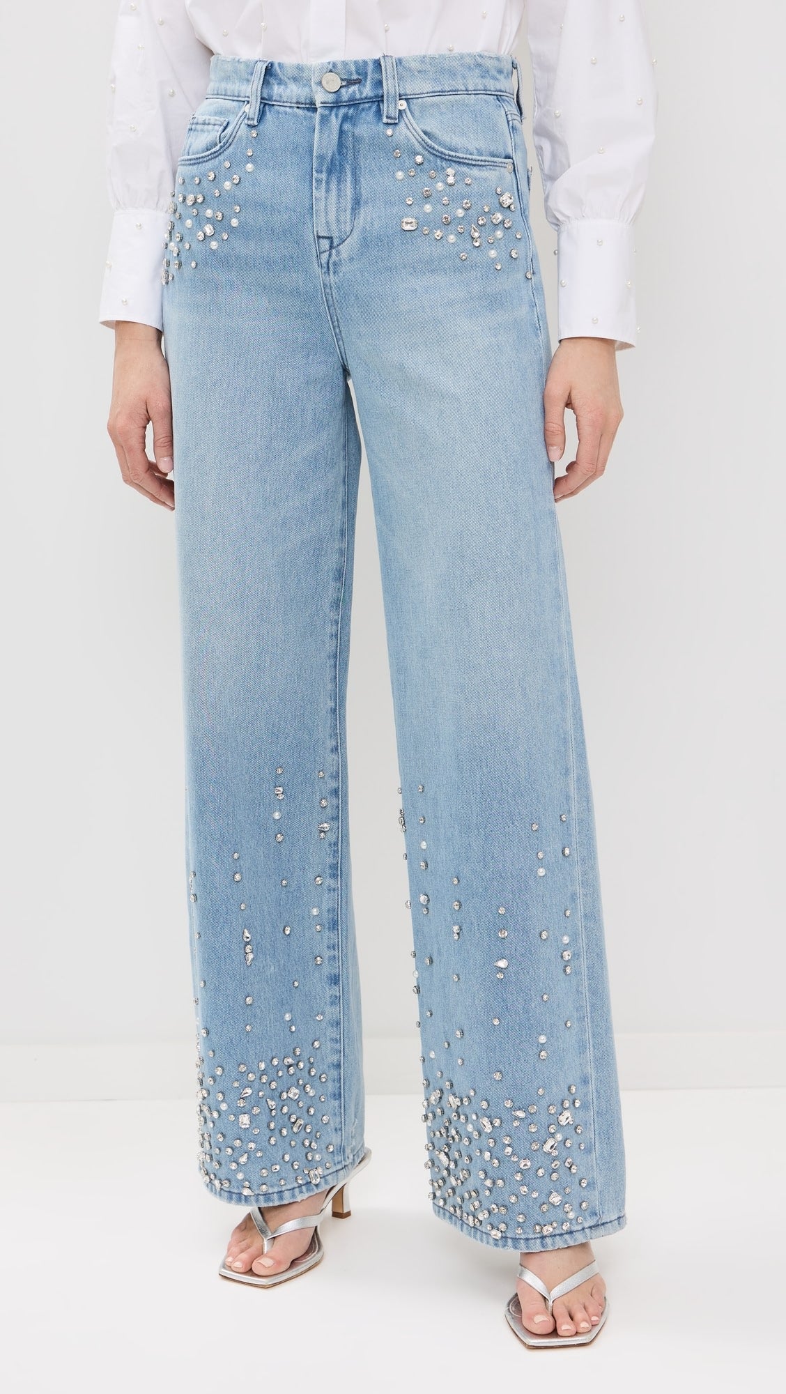 Bling It On - Rhinestone Embellished Wide Leg Jeans - Image 4
