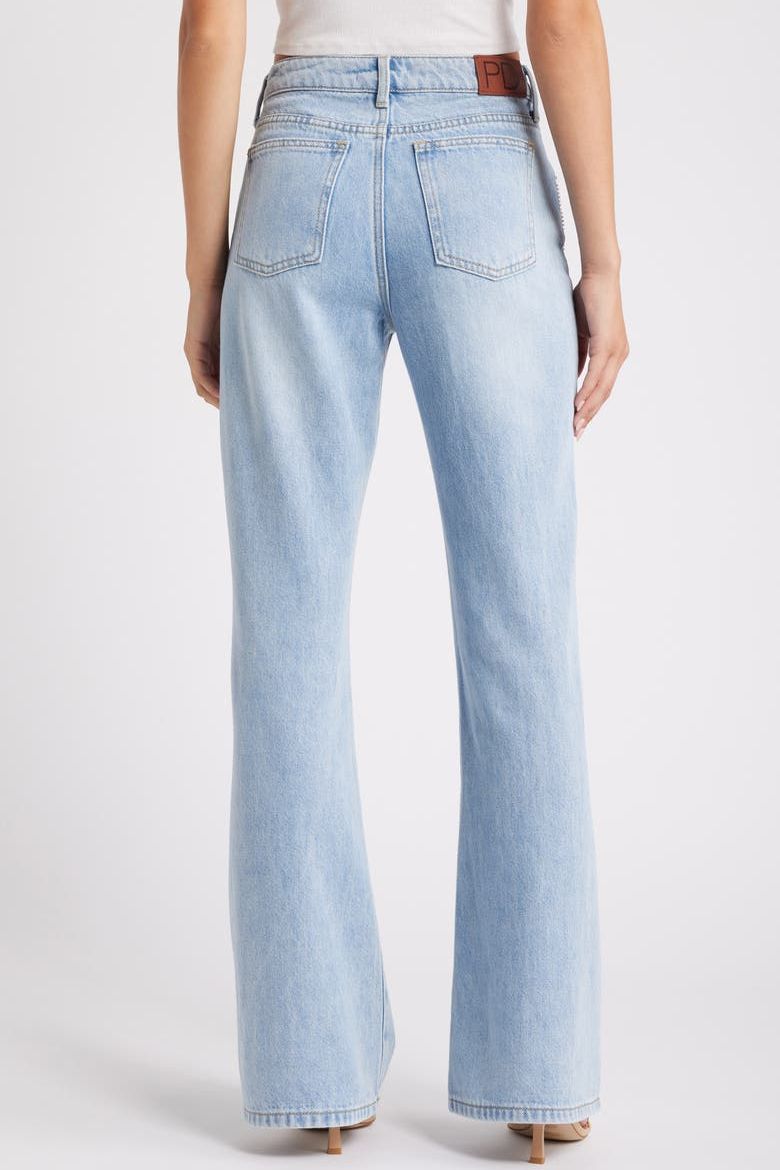 Rhinestone Tassel Wide Leg Jeans - Ice Blue - Image 4