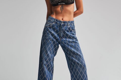 Diamond Daze High Rise Wide Leg Jeans