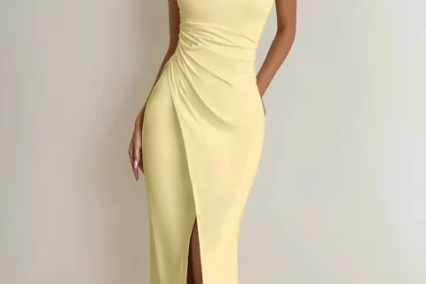 Pastel Yellow Bodycon Midi Dress
